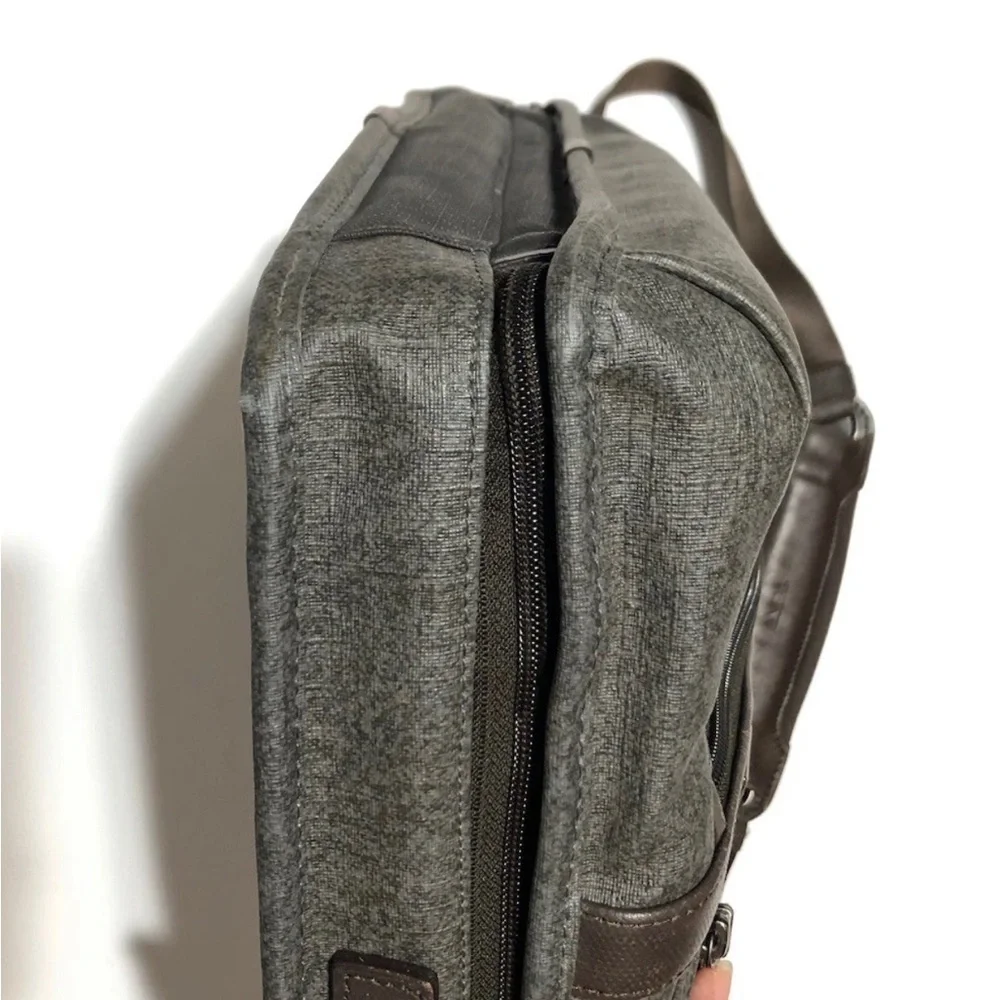 Tumi Alpha 2 T-Pass Laptop Bag Briefcase Earl Gray-Brown Leather
